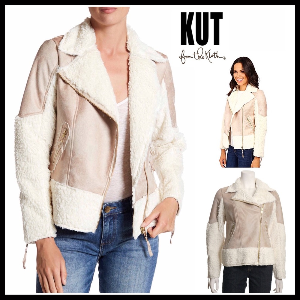 ❌SOLD❌VEGAN SUEDE - SHEARLING MOTO BOMBER JACKET - Picture 1 of 8